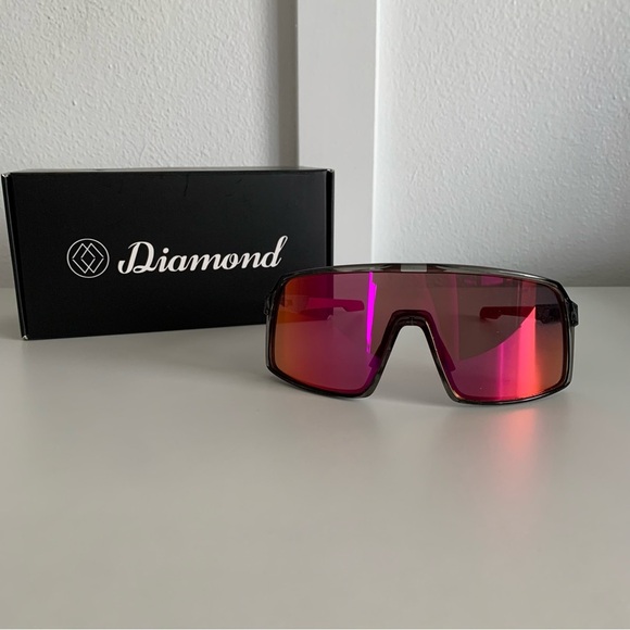Diamond Eyewear Pink Gray Sporty Sunglasses Baseball Outdoor Fishing In Box Case - Picture 2 of 10